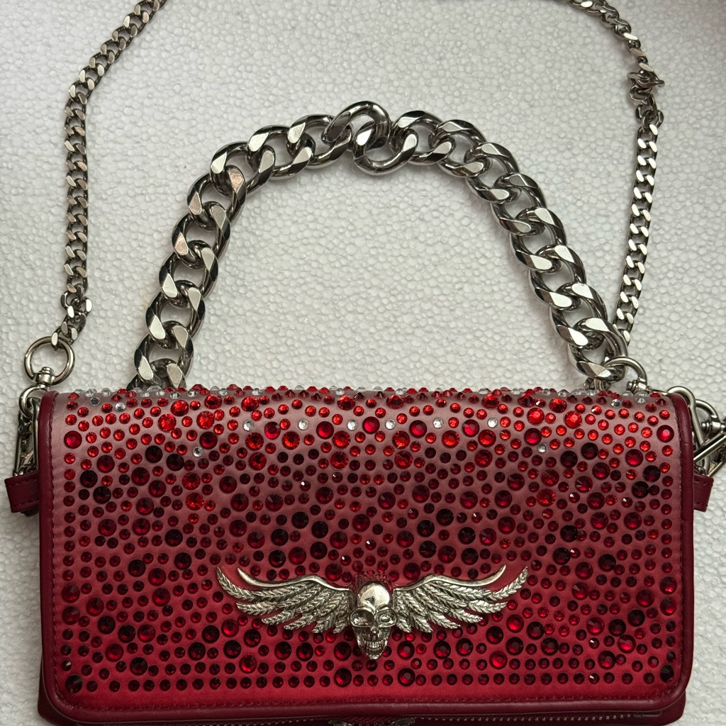 Limited Edition Steve Madden Red Studded Handbag With Silver Chain
